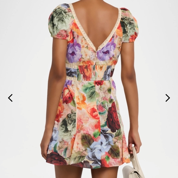 NWT | Alice + Olivia Floral Mini Dress | Size 6 | Multicolored | Lace Detail - Picture 3 of 8